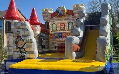  Hüpfburg Ritter mit Rutsche